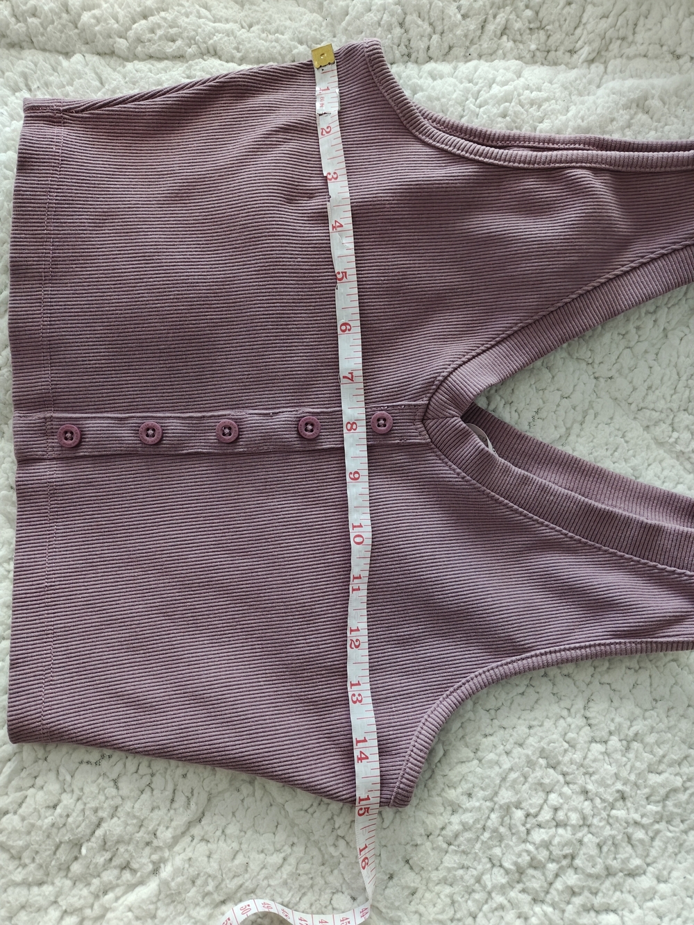Sleeveless Ribbed Button-Front Crop Top - Mauve - Picture 6 of 7